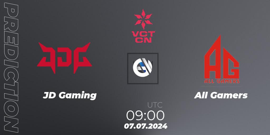JD Gaming vs All Gamers: Match Prediction. 07.07.2024 at 09:00, VALORANT, VALORANT Champions Tour China 2024: Stage 2 - Group Stage