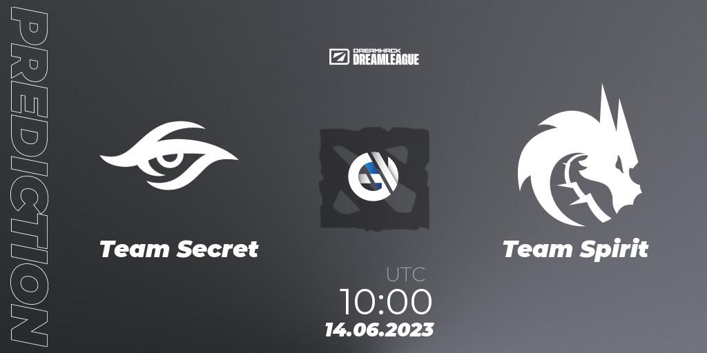 Team Secret vs Team Spirit: Match Prediction. 14.06.23, Dota 2, DreamLeague Season 20 - Group Stage 1