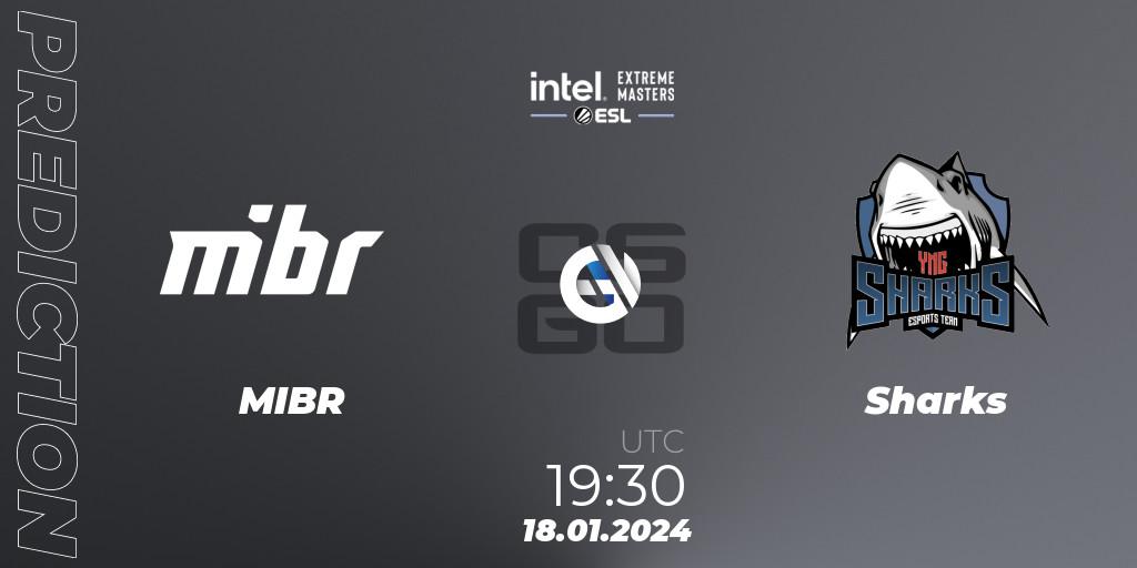MIBR vs Sharks: Match Prediction. 18.01.2024 at 19:30, Counter-Strike (CS2), Intel Extreme Masters China 2024: South American Closed Qualifier