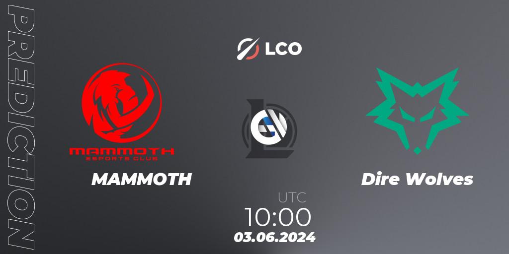 MAMMOTH vs Dire Wolves: Match Prediction. 03.06.2024 at 10:00, LoL, LCO Split 2 2024 - Group Stage