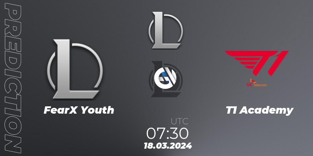FearX Youth vs T1 Academy: Match Prediction. 18.03.24, LoL, LCK Challengers League 2024 Spring - Group Stage