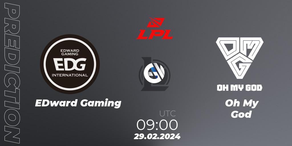 EDward Gaming vs Oh My God: Match Prediction. 29.02.24, LoL, LPL Spring 2024 - Group Stage