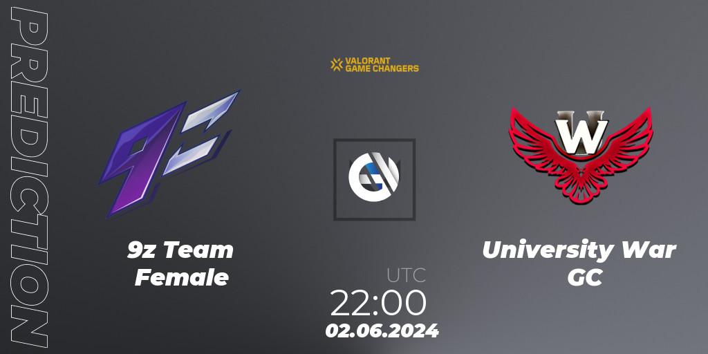 9z Team Female vs University War GC: Match Prediction. 02.06.2024 at 19:00, VALORANT, VCT 2024: Game Changers LAS - Opening