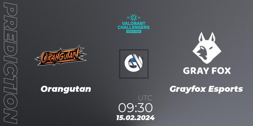 Orangutan vs Grayfox Esports: Match Prediction. 15.02.24, VALORANT, VALORANT Challengers 2024: South Asia Split 1 - Cup 1