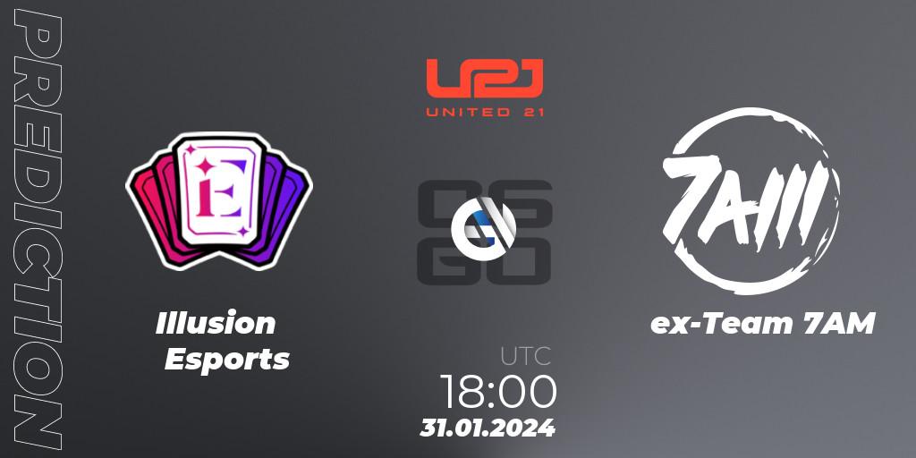 Illusion Esports vs ex-Team 7AM: Match Prediction. 01.02.24, CS2 (CS:GO), United21 Season 10: Division 2