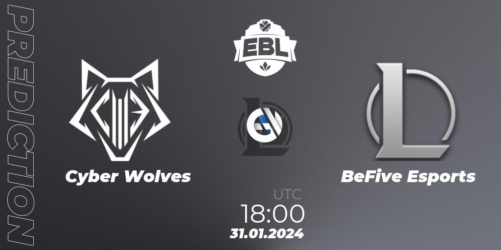 Cyber Wolves vs BeFive Esports: Match Prediction. 31.01.2024 at 18:00, LoL, Esports Balkan League Season 14