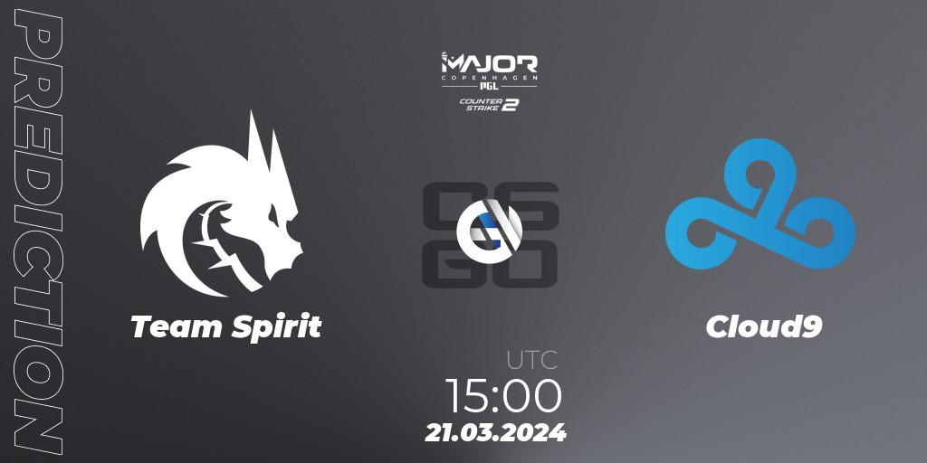 Team Spirit vs Cloud9: Match Prediction. 21.03.24, CS2 (CS:GO), PGL CS2 Major Copenhagen 2024
