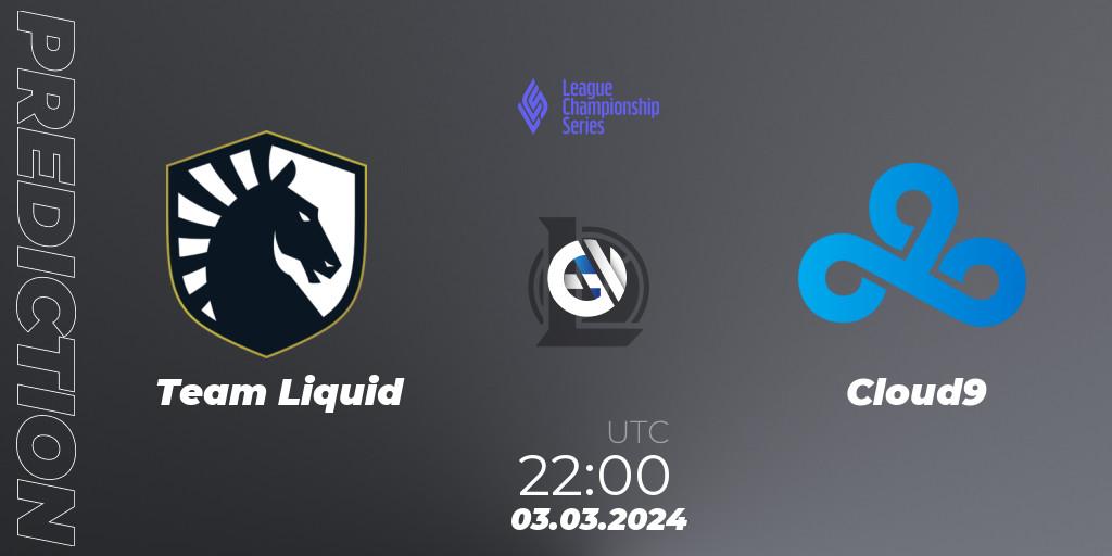 Team Liquid vs Cloud9: Match Prediction. 03.03.24, LoL, LCS Spring 2024 - Group Stage