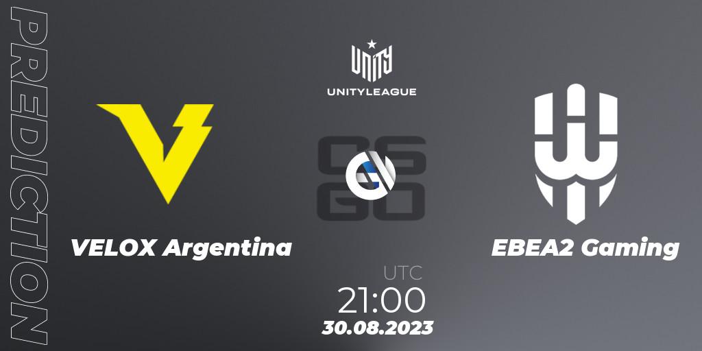 VELOX Argentina vs EBEA2 Gaming: Match Prediction. 30.08.2023 at 21:00, Counter-Strike (CS2), LVP Unity League Argentina 2023