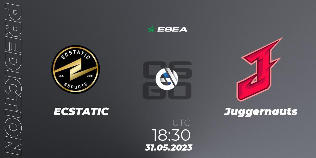 ECSTATIC vs Juggernauts: Match Prediction. 31.05.2023 at 18:30, Counter-Strike (CS2), ESEA Advanced Season 45 Europe