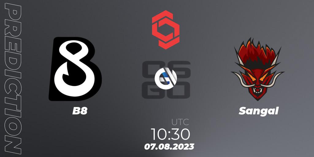 B8 vs Sangal: Match Prediction. 07.08.2023 at 10:30, Counter-Strike (CS2), CCT Central Europe Series #7