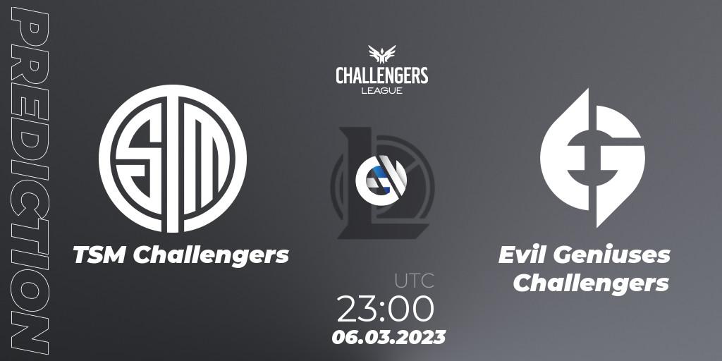 TSM Challengers vs Evil Geniuses Challengers: Match Prediction. 06.03.23, LoL, NACL 2023 Spring - Group Stage