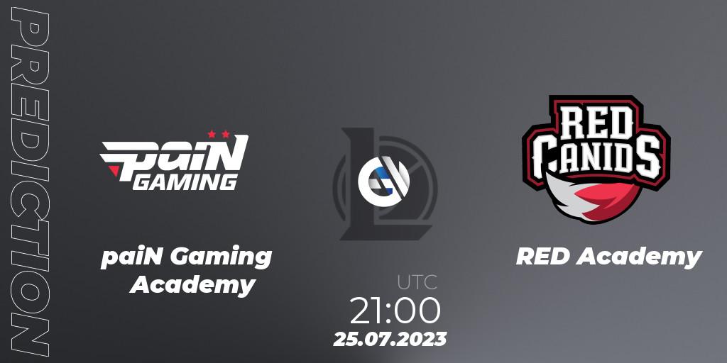 paiN Gaming Academy vs RED Academy: Match Prediction. 25.07.23, LoL, CBLOL Academy Split 2 2023 - Group Stage