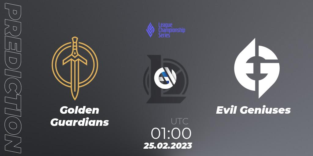 Golden Guardians vs Evil Geniuses: Match Prediction. 25.02.23, LoL, LCS Spring 2023 - Group Stage