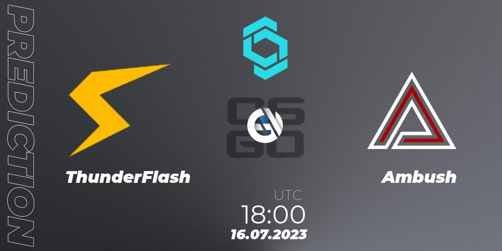 ThunderFlash vs Ambush: Match Prediction. 16.07.23, CS2 (CS:GO), CCT North Europe Series #6: Closed Qualifier