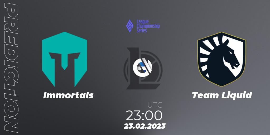 Immortals vs Team Liquid: Match Prediction. 23.02.23, LoL, LCS Spring 2023 - Group Stage