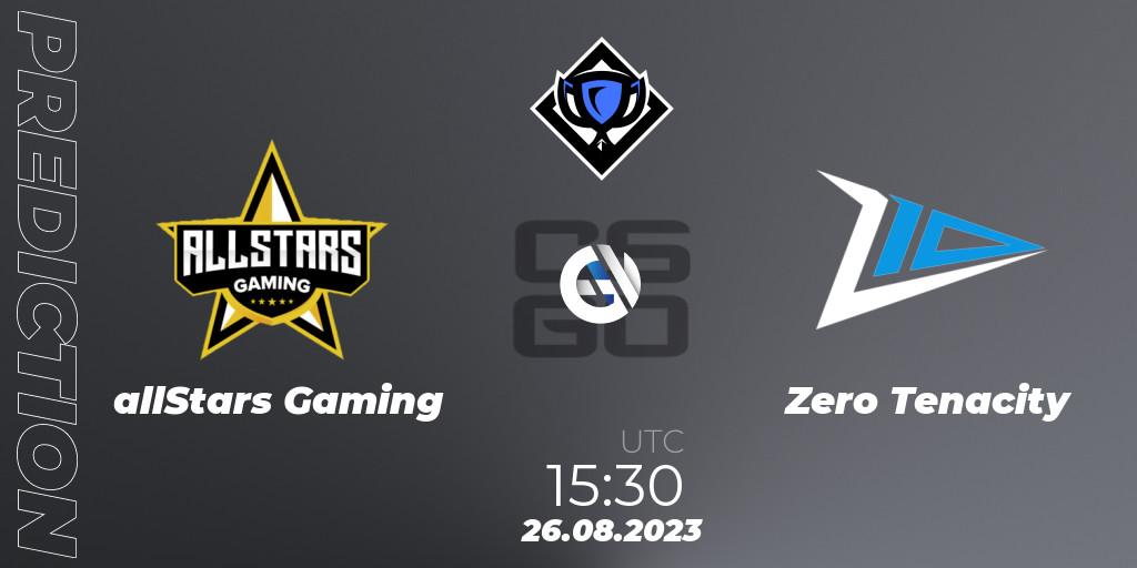 allStars Gaming vs Zero Tenacity: Match Prediction. 26.08.23, CS2 (CS:GO), RES Season 5