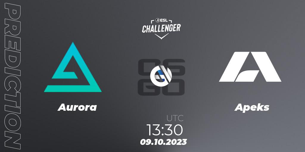 Aurora vs Apeks: Match Prediction. 09.10.2023 at 13:30, Counter-Strike (CS2), ESL Challenger at DreamHack Winter 2023: European Qualifier