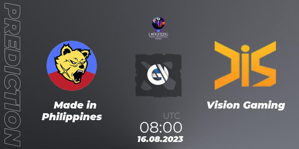 Made in Philippines vs Vision Gaming: Match Prediction. 16.08.23, Dota 2, LingNeng Trendy Invitational