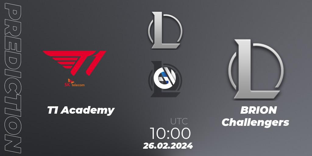 T1 Academy vs BRION Challengers: Match Prediction. 26.02.24, LoL, LCK Challengers League 2024 Spring - Group Stage