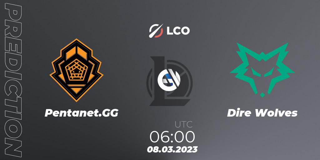 Pentanet.GG vs Dire Wolves: Match Prediction. 08.03.2023 at 06:00, LoL, LCO Split 1 2023 - Group Stage