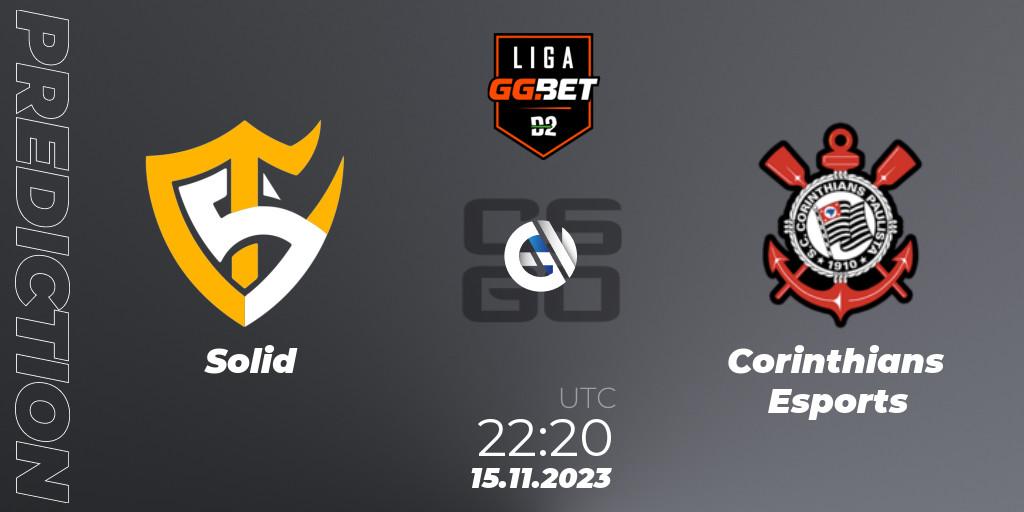 Solid vs Corinthians Esports: Match Prediction. 21.11.2023 at 20:00, Counter-Strike (CS2), Dust2 Brasil Liga Season 2