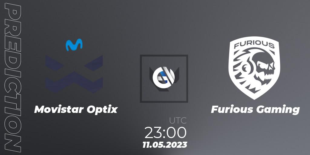 Movistar Optix vs Furious Gaming: Match Prediction. 11.05.2023 at 22:15, VALORANT, VALORANT Challengers 2023: LAS Split 2 - Regular Season