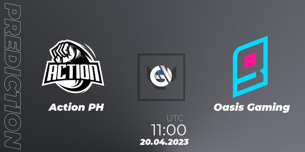Action PH vs Oasis Gaming: Match Prediction. 21.04.2023 at 10:30, VALORANT, VALORANT Challengers 2023: Philippines Split 2 - Group stage