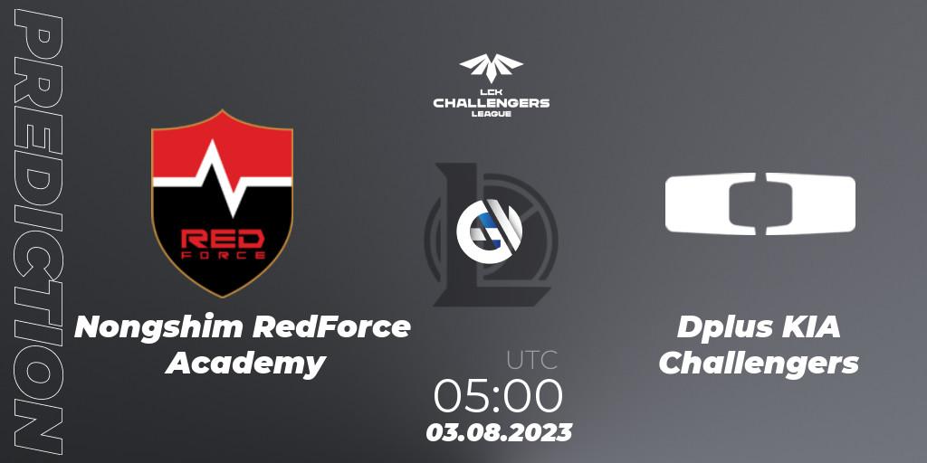 Nongshim RedForce Academy vs Dplus KIA Challengers: Match Prediction. 03.08.23, LoL, LCK Challengers League 2023 Summer - Group Stage