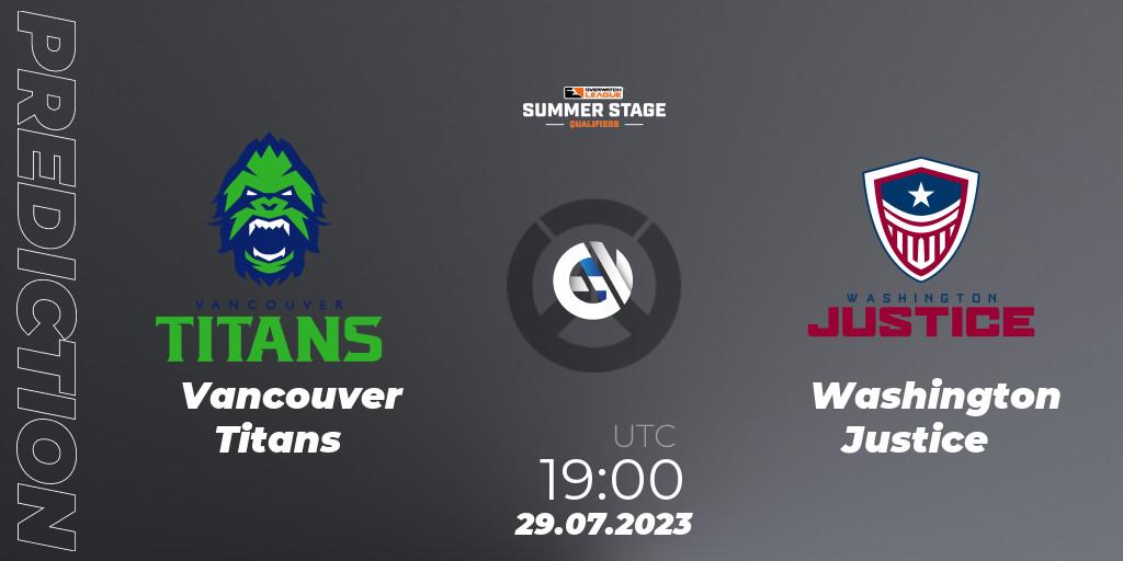 Vancouver Titans vs Washington Justice: Match Prediction. 29.07.2023 at 19:00, Overwatch, Overwatch League 2023 - Summer Stage Qualifiers
