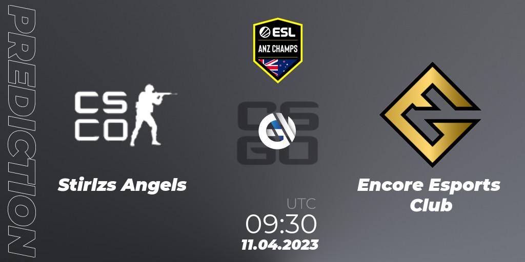 Stirlzs Angels vs Encore Esports Club: Match Prediction. 11.04.23, CS2 (CS:GO), ESL ANZ Champs Season 16