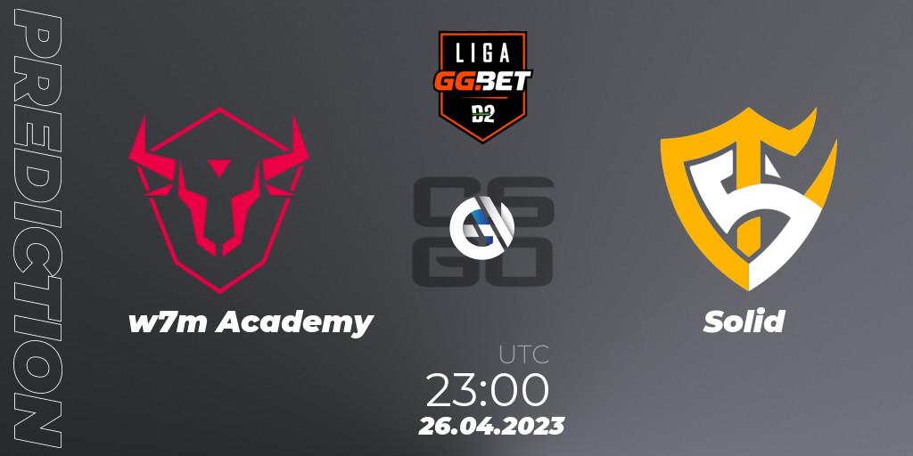 w7m Academy vs Solid: Match Prediction. 27.04.2023 at 00:00, Counter-Strike (CS2), Dust2 Brasil Liga Season 1