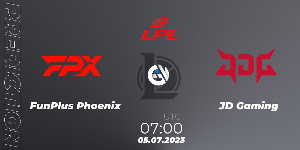 FunPlus Phoenix vs JD Gaming: Match Prediction. 05.07.2023 at 07:00, LoL, LPL Summer 2023 Regular Season