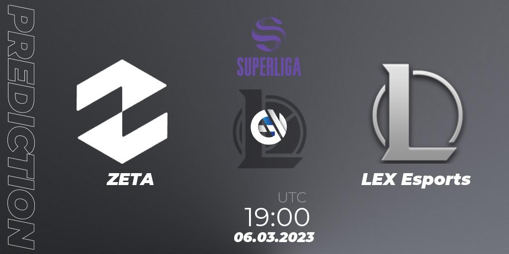 ZETA vs LEX Esports: Match Prediction. 06.03.2023 at 19:00, LoL, LVP Superliga 2nd Division Spring 2023 - Group Stage