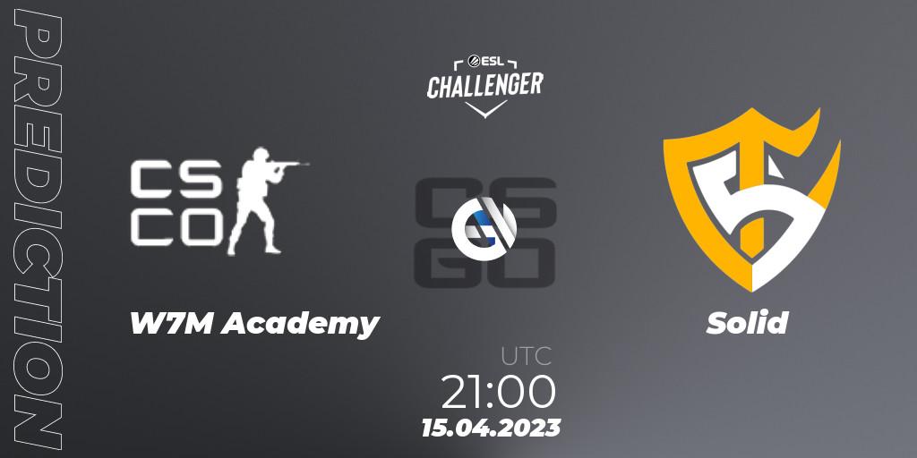 w7m Academy vs Solid: Match Prediction. 15.04.2023 at 21:10, Counter-Strike (CS2), ESL Challenger Katowice 2023: South American Open Qualifier