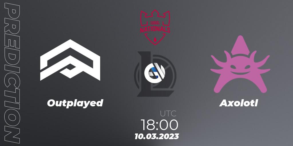 Outplayed vs Axolotl: Match Prediction. 16.02.2023 at 19:00, LoL, PG Nationals Spring 2023 - Group Stage
