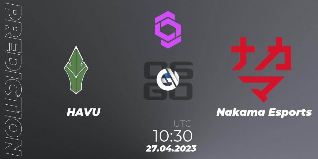 HAVU vs Nakama Esports: Match Prediction. 27.04.2023 at 10:30, Counter-Strike (CS2), CCT West Europe Series #3