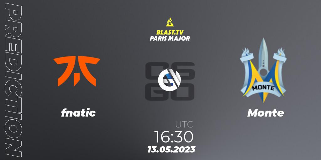 fnatic vs Monte: Match Prediction. 13.05.2023 at 15:20, Counter-Strike (CS2), BLAST Paris Major 2023