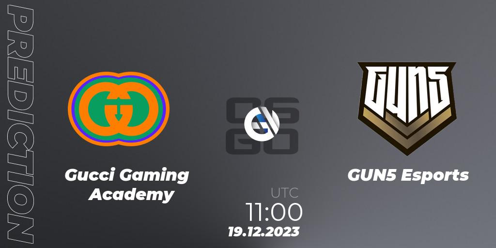 Gucci Gaming Academy vs GUN5 Esports: Match Prediction. 19.12.2023 at 11:00, Counter-Strike (CS2), 22BET Christmas Cup 2023
