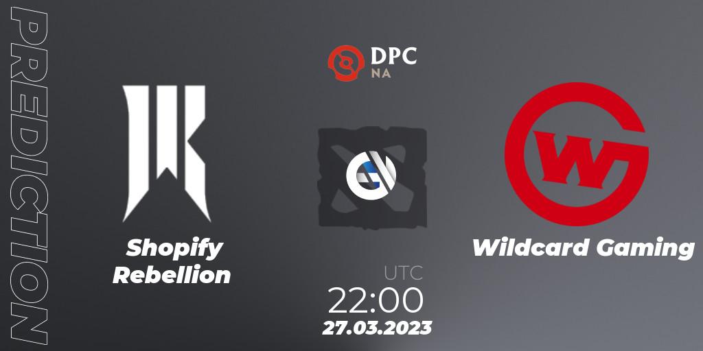 Shopify Rebellion vs Wildcard Gaming: Match Prediction. 27.03.23, Dota 2, DPC 2023 Tour 2: NA Division I (Upper)