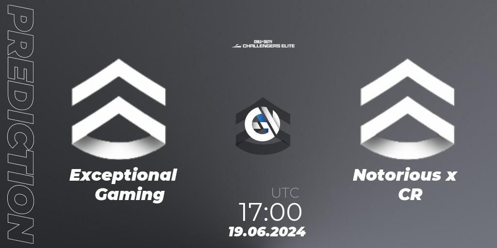 Exceptional Gaming vs Notorious x CR: Match Prediction. 19.06.2024 at 17:00, Call of Duty, Call of Duty Challengers 2024 - Elite 3: EU