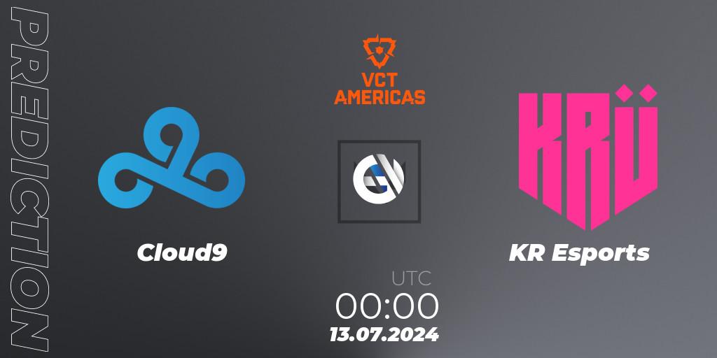 Cloud9 vs KRÜ Esports: Match Prediction. 13.07.2024 at 00:00, VALORANT, VALORANT Champions Tour 2024: Americas League - Stage 2 - Group Stage