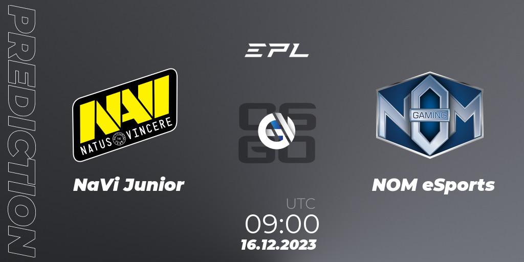 NaVi Junior vs NOM eSports: Match Prediction. 16.12.2023 at 09:00, Counter-Strike (CS2), European Pro League Season 13: Division 2