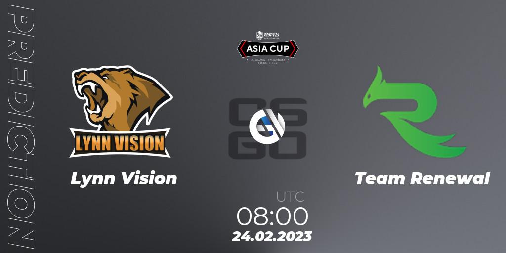 Lynn Vision vs Team Renewal: Match Prediction. 24.02.2023 at 08:00, Counter-Strike (CS2), 5E Arena Asia Cup Spring 2023 - BLAST Premier Qualifier