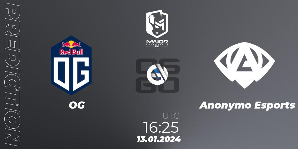 OG vs Anonymo Esports: Match Prediction. 13.01.24, CS2 (CS:GO), PGL CS2 Major Copenhagen 2024 Europe RMR Open Qualifier 3