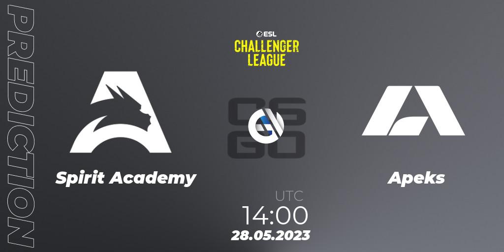 Spirit Academy vs Apeks: Match Prediction. 28.05.2023 at 14:00, Counter-Strike (CS2), ESL Challenger League Season 45: Europe