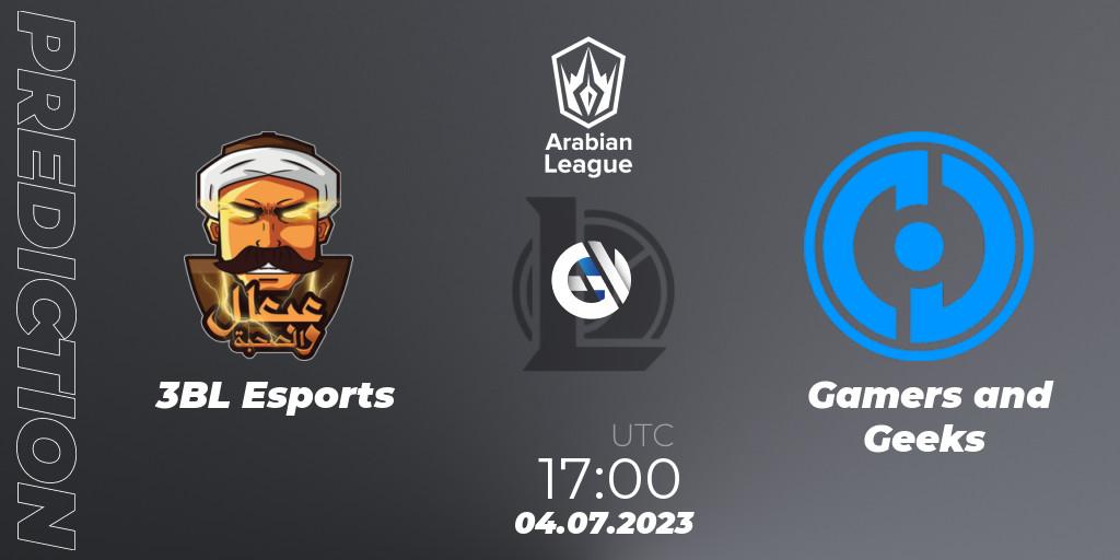 3BL Esports vs Gamers and Geeks: Match Prediction. 04.07.2023 at 17:00, LoL, Arabian League Summer 2023 - Group Stage