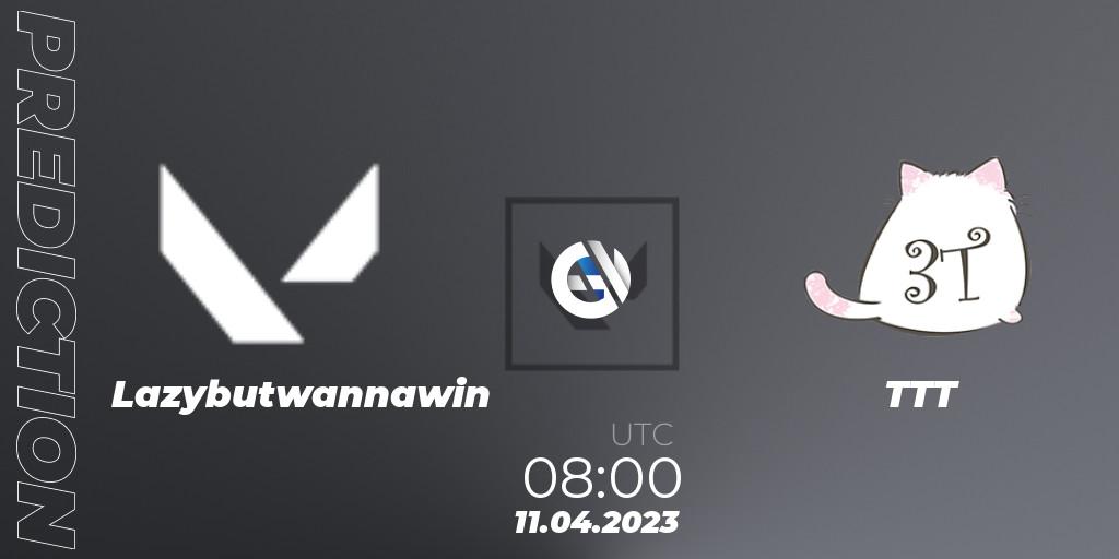Lazybutwannawin vs TTT: Match Prediction. 11.04.2023 at 08:00, VALORANT, VALORANT Challengers 2023: Vietnam Split 2 - Group Stage
