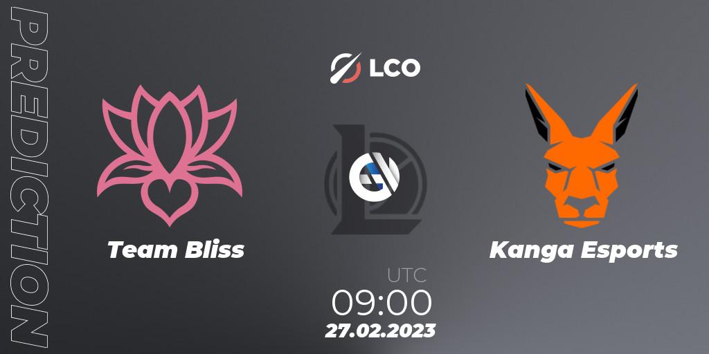 Team Bliss vs Kanga Esports: Match Prediction. 27.02.23, LoL, LCO Split 1 2023 - Group Stage