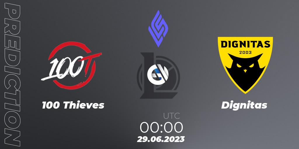 100 Thieves vs Dignitas: Match Prediction. 29.06.23, LoL, LCS Summer 2023 - Group Stage